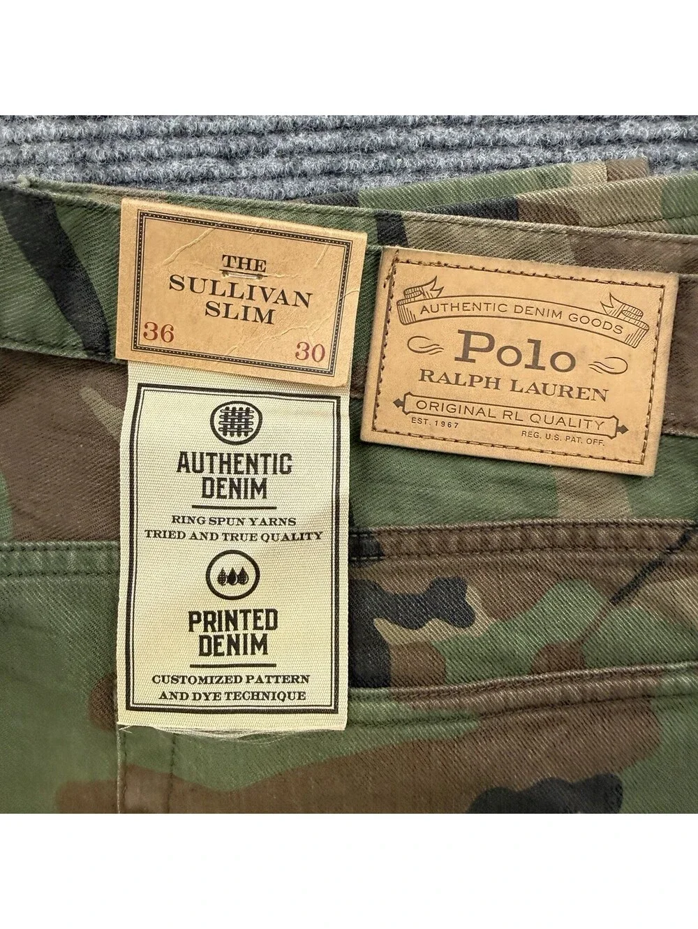 Polo Ralph Lauren Sullivan Slim Camouflage Denim Men’s Size 36x30 Stretch NWT